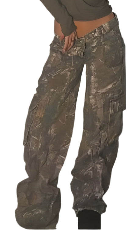 ג'ינס קאמו יוניסקס וינטג' streetwear